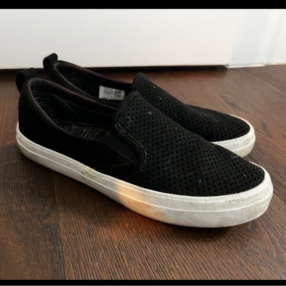 Black Sperry slip on sneakers
